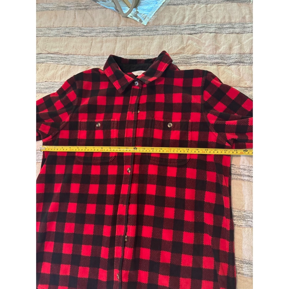 Time and Tru Gorpcore Womens XL Red Black Buffalo Plaid Fleece Shirt Jacket - Picture 3 of 6